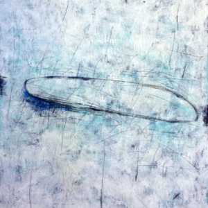 Modrá elipsa, 75x65 cm, akryl na plátně