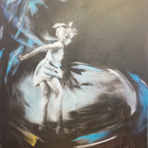 Trampolína, 120 x 100 cm, akryl na plátně