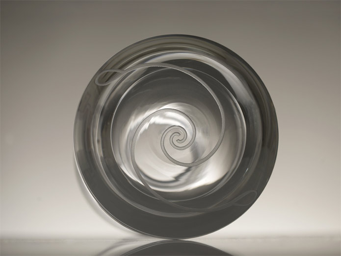 karafa Fibonacciho spirála, ručně foukané křišťálové sklo, obsah 1,5 l