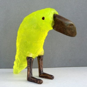 Ivana Šrámková, Žlutý ptáček, přibližně 10x15x5cm, sklo