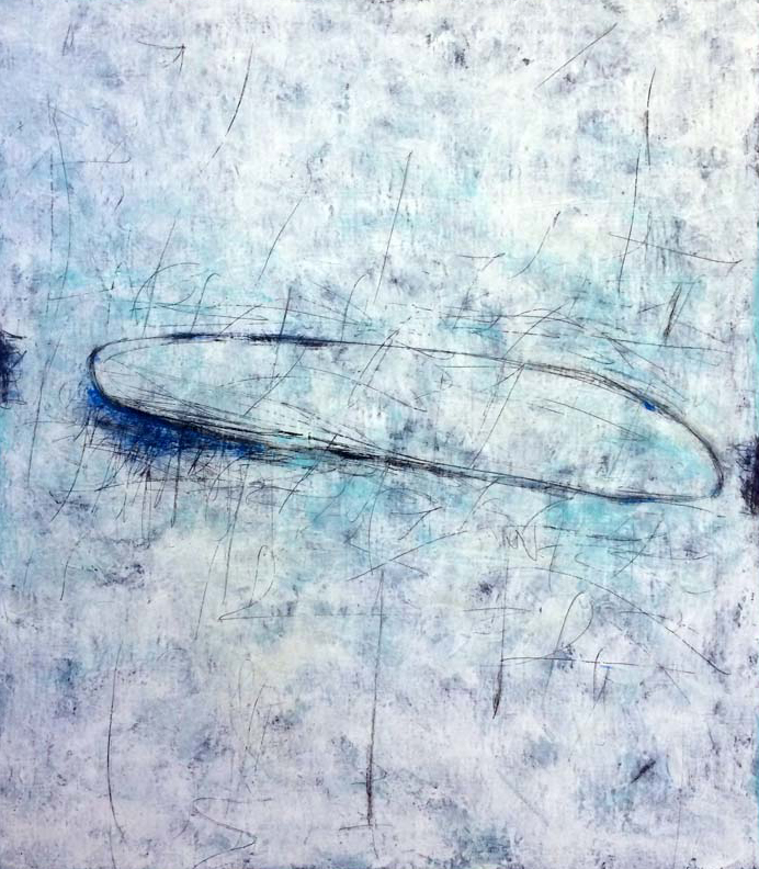 Modrá elipsa, 75x65 cm, akryl na plátně, 30 000 Kč